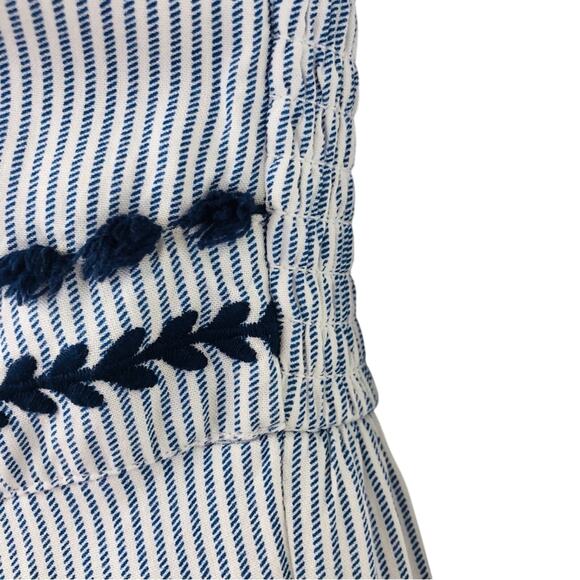 Japna Trendy Blue White Stripe Jumpsuit Dainty Embroidery Wide Leg Palazzo Style - Picture 8 of 16